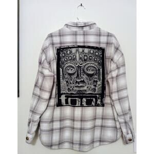 Upcycled Hollister Flannel w/ TOOL Patch — Handmade One-of-a-Kind Alt Metal SZ L